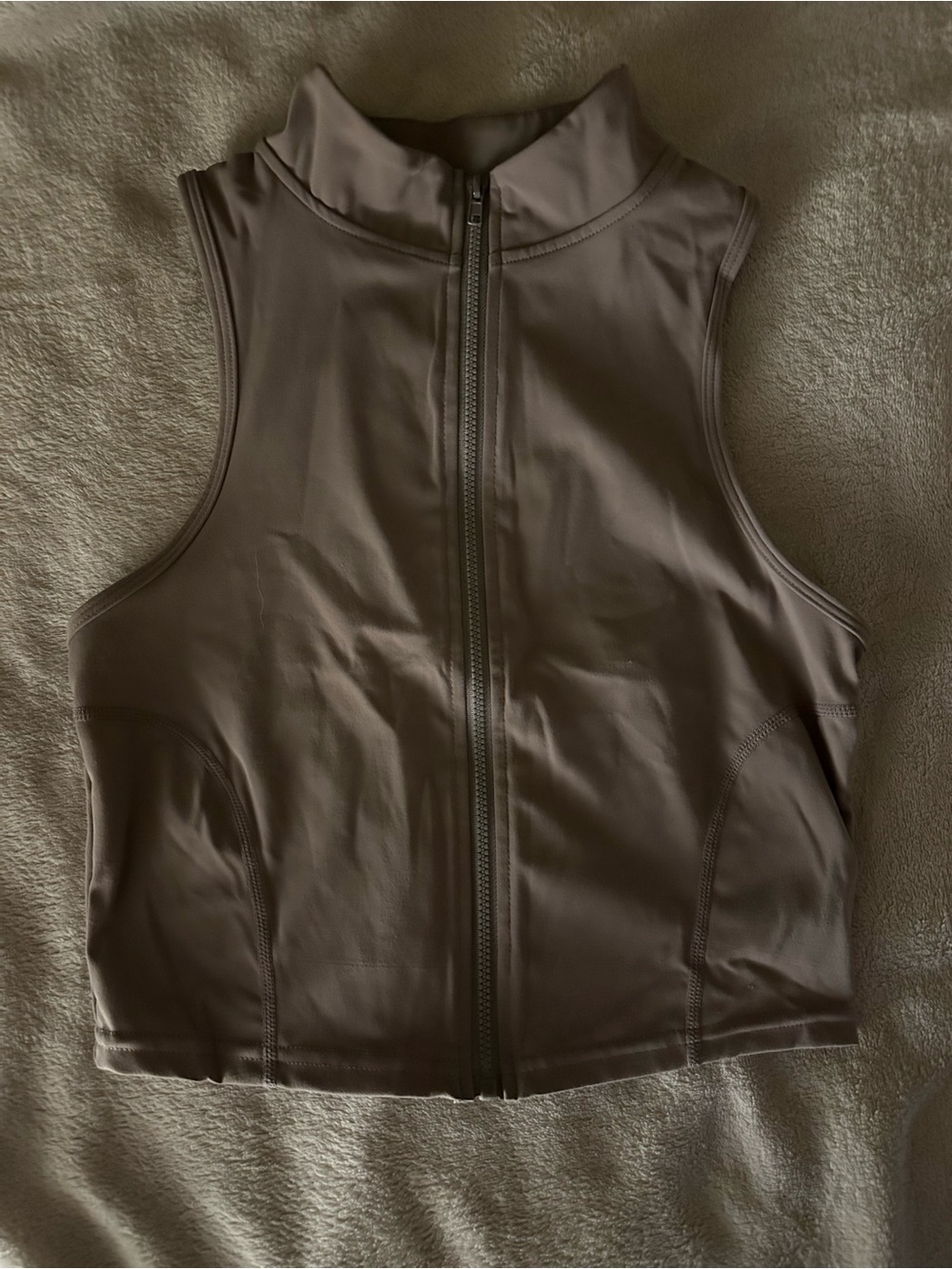 Cropped Zip Front Sleeveless Top